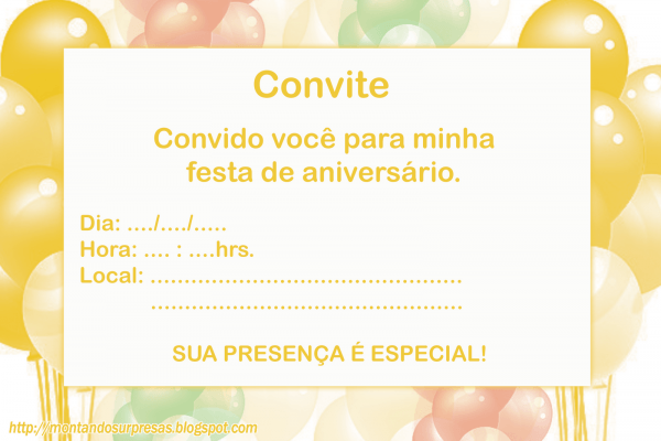 Convite online gratis aniversario - Convite de festa