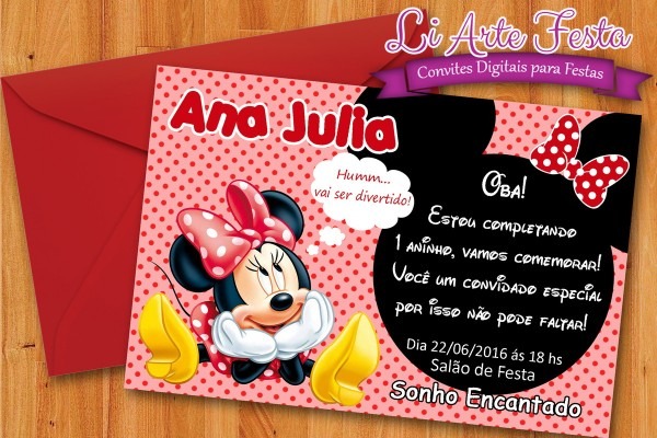 Convite minnie vermelha para imprimir gratis - Convite de festa