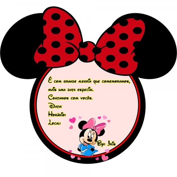 Convite da minnie para imprimir - Convite de festa