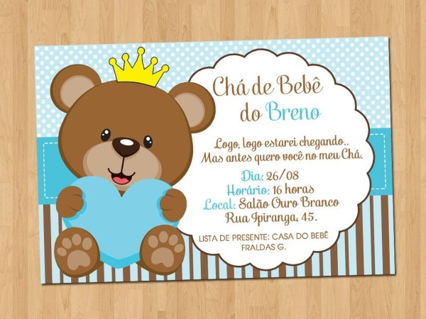 Convite de cha de bebe de ursinho - Convite de festa